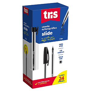 Caneta Esferográfica Slide - Preto - 1.0mm -  Tris