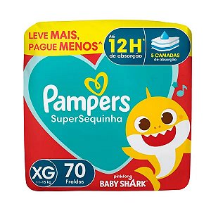 Fralda Pampers Supersequinha Tamanho XG 70 Unidades