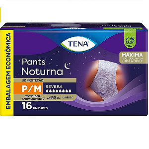 Tena Pants Noturna, Roupa Íntima para Incontinência Urinária P/M 16 Unidades