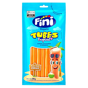 Balas de Gelatina Tubes Tropical Sabor Tangerina e Pêssego 80g