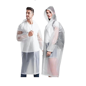 Capa de Chuva Adulto Unissex EVA com Capuz Ajustável Impermeável Reutilizável