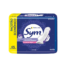 Absorvente Sym Noite & Dia Suave Com Abas 45 Unidades Pacotão Econômico