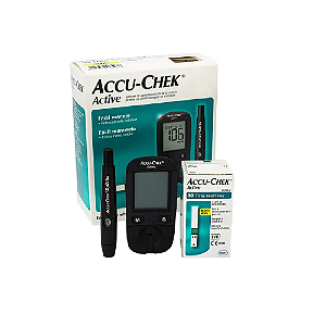 Accu-Chek Active Kit Monitor de Glicemia com 1 Monitor + 10 Tiras Teste + 1 Lancetador + 10 Lancetas