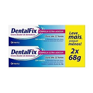 Dentalfix Creme Fixador de Dentadura Sem Sabor Promopack Com 2 Unidades de 68g Cada