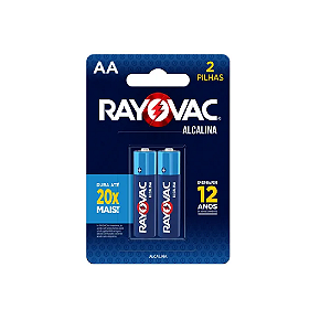 Pilha AA Rayovac Alcalina pequena 2 pilhas