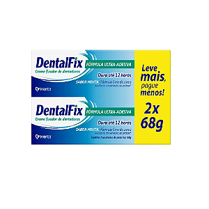 Creme Fixador de Dentaduras DentalFix Sabor Menta 2 Unidades 68g Cada
