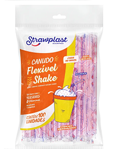 Canudo Flexível Milk Shake Reforçado 8mm 100 Unidades