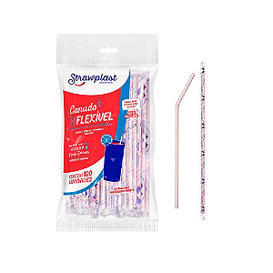 Canudo Flexível Strawplast Plástico Vermelho 6,0mm 100 unidades