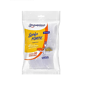 Garfo Descartável Forte Strawplast 241 Cristal 50 Unidades