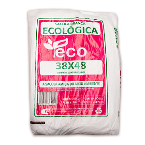 Sacola Plástica Ecológica Branca 38cm x 48cm 1000 Sacolas