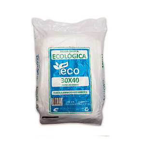 Sacola Plástica Ecológica Branca 30cm x 40cm 1000 Sacolas
