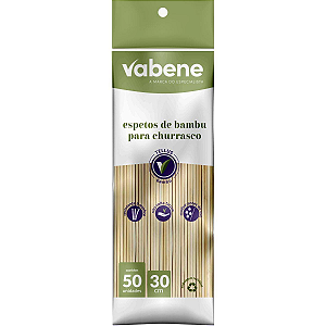 Espeto Madeira 30 cm Bambu Vabene 50 unidades