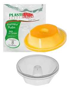 Forma Para Pudim Média Com Tampa Plastilândia 250ml 8 Unidades