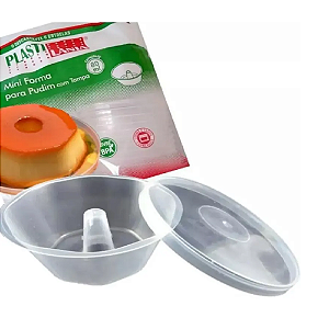 Forma Para Pudim pequena Com Tampa Plastilândia 120ml 10 Unidades