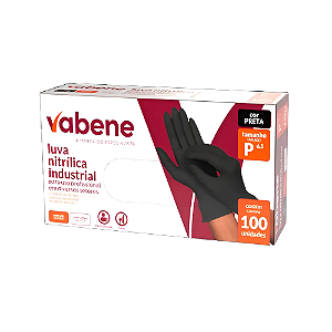 Luva Nitrílica Preta Vabene Tamanho P 100 Unidades