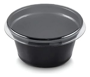 Pote para Molho Preto com Tampa Descartável 30ml F695 com 700 unidades