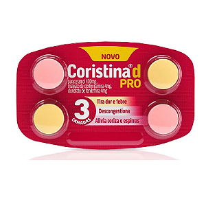 Coristina D Pro Cloridrato de Fenilefrina+Paracetamol+Maleato de Clorfeniramina 4 Comprimidos