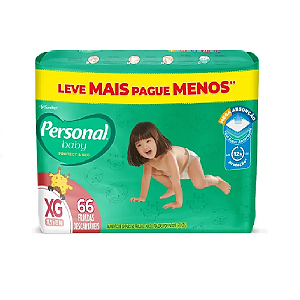 Fralda Infantil Personal Baby Protect & Sec Tamanho XG com 66 Unidades