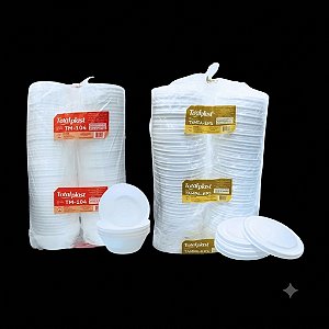 Marmitex de Isopor com Tampa Branca 1100ml TM-104 Totalplast com 100 unidades