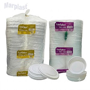 Marmitex de Isopor com Tampa Branca 500ml TM-100 Totalplast com 100 unidades