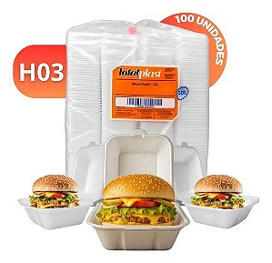 Hamburgueira Isopor CH-03 com 200 unidades