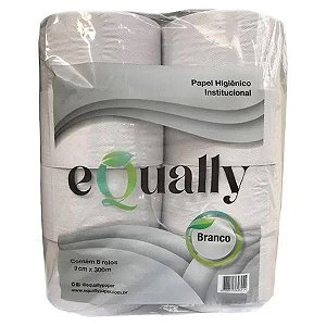Papel Higiênico Rolão Equally 8cmx300m Folha Simples com 8 rolo