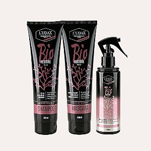 KIT RECONSTRUÇÃO CAPILAR SHAMPOO, MÁSCARA E LEAVE IN BIO RESTORE