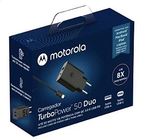 Carregador para Motorola Turbo Power 50 Duo c/ cabo Tipo C