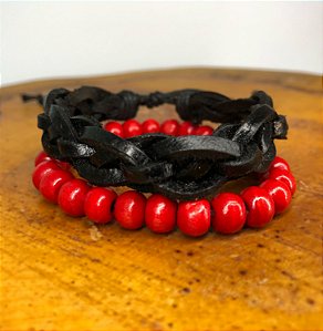 Pulseira Trançado Black e Red