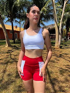 Conjunto short vermelho e branco