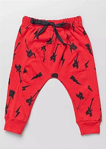 Calça Saruel Infantil Suedine Vermelho Rock