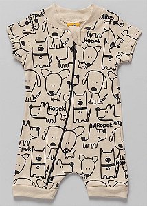 Macacão Curto Bebê Verão Suedine Pets