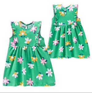 Vestido de Verão Florido Verde