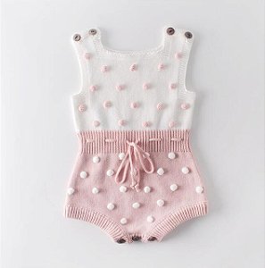 Romper Tricot Linha Bolinhas