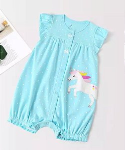 Romper Bebê Azul Unicórnio