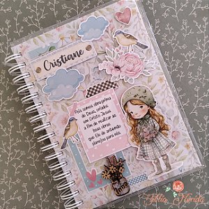 Caderno Linhas - Capa Scrapbook Artesanal