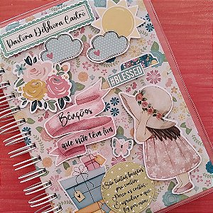 Caderno de Oração - Capa Scrapbook Artesanal