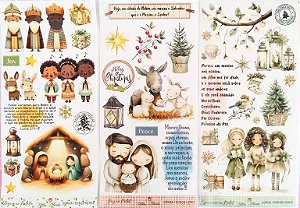 Adesivos Transparentes Slim: Natal - 3 unidades (Alegria no Natal / Esperança no Natal / Paz no Natal) - Bible Journaling