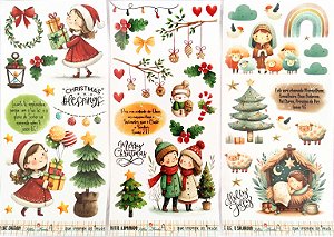 Adesivos Transparentes Slim: Natal - 3 unidades (É Ele, o Salvador / Natal iluminado / A Luz chegou) - Bible Journaling