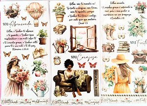 Adesivos Transparentes Slim: Filha Amada - 3 unidades (Sou corajosa / Sou forte / Sou abençoada) - Bible Journaling