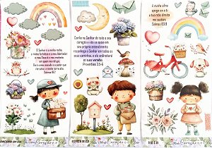 Adesivos Transparentes Slim: Cartas entre coração e céu - 3 unidades (Conversando com Deus / Resposta do céu / Deus e eu) - Bible Journaling