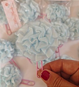 Clip Decorativo Flor Organza - Azul Bebê - Bible Journaling