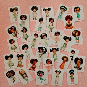 Kit Adesivos Transparentes: Meninas Negras - 32 Unidades - Bible Journaling