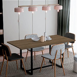 Mesa de Jantar, Estrutura em aço, Tampo 25mm MDP Premium - SCANDINAVIAN LITE 180cm x 90cm x 74cm LAMINA MEL