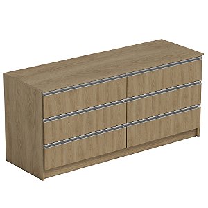 Cômoda Com 6 Gavetas - NAIA 143cm X 66cm X 49cm AVEIRO OAK