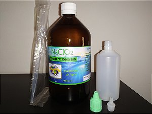 NaClO2 500 ml + frasco 100 ml vazio + pipeta 3 ml