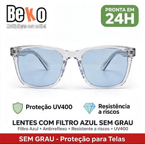 Lentes com Antirreflexo e Filtro Azul para Grau - Antirrisco e Antiembaçante - Beko