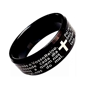 Anel com a oração do pai e nosso em aço antialérgico. XMJXAUGTU