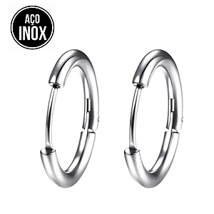 Brincos de argolas em aço antialérgico. BAZUR2FCB
