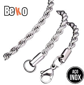 Colar Cordão e pulseira Baiano Aço antialérgico D3HLUV8RZ